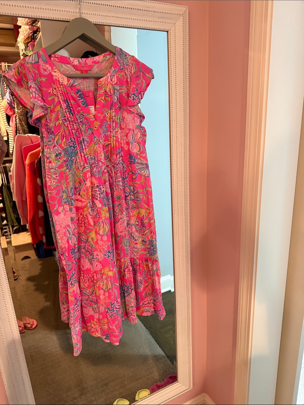 NWT Lilly Pulitzer-XS-Gilda flutter sleeve in pink isle-shell me something good